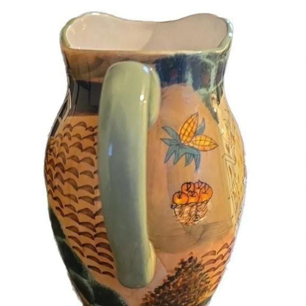 Vintage WCL Hand-Painted Autumn Harvest Thanksgiving Pumpkin‎ Pitcher